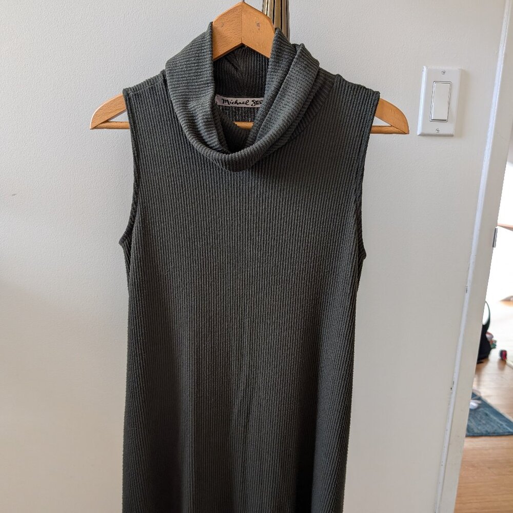 Michael Stars Cowl Neck Sweater Dress - Olive Green